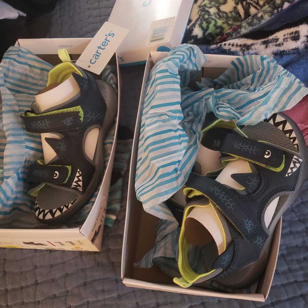 Carters sandals with straps. New still in box. Size 10 and 11. Selling together